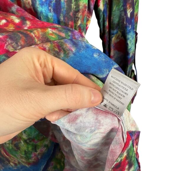 John Mark Abstract Watercolor Button Front Shirt Long Sleeve Boho Artsy Womens S - Picture 5 of 6